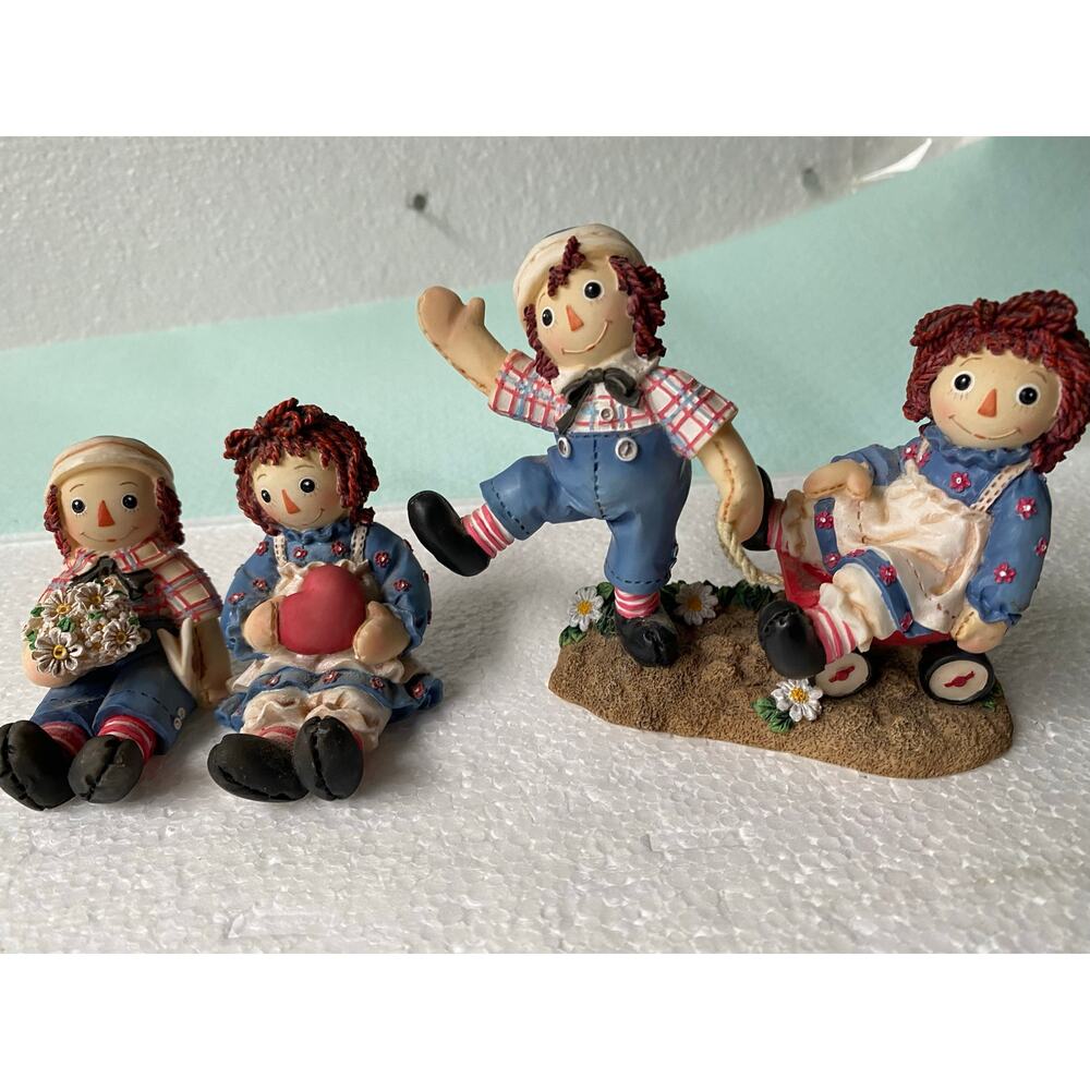 Enesco vintage figurines sculpture Raggedy Ann & Andy collection 3 pc